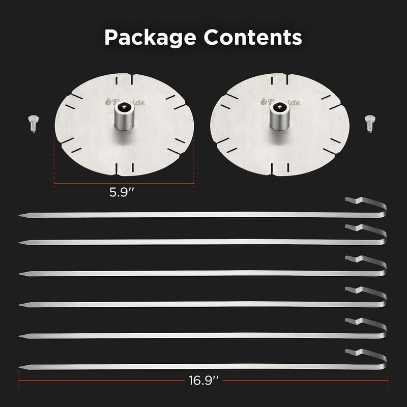 TURBRO Universal Grill Rotisserie Skewer Set, 304 Stainless Steel, Fits 1/2” or 3/8" Hexagon, 3/8" or 5/16" Square Spit Rods, Compatible with Most Grills, for Outdoor BBQ and Gatherings - Image 5